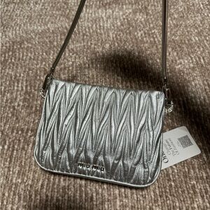 MIU MIU Sassy Silver Shoulder Bag